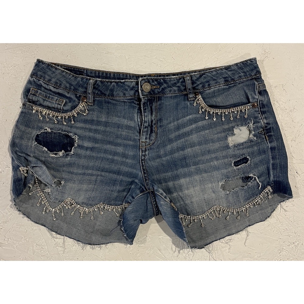 Aeropostale Low Rise Midi Distressed Shorts Stretch 2.5" Womens Size 12